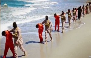 Group of Ethiopian Christians being marched out for execution by ISIS.