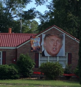 South Carolinian homeowner shows his support for Donald Trump and disdain for Hillary Clinton.