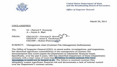 One of the documents leaked by Assange regarding Hillary Clinton's State Department.