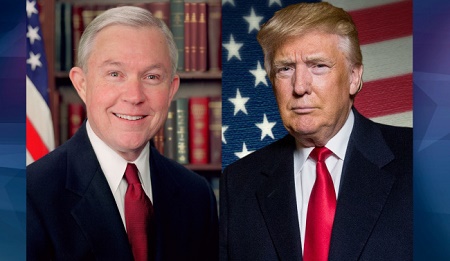 Attorney General Jeff Sessions (left) and President Donald Trump appear to be "on the same page" regarding border security and immigration enforcement.