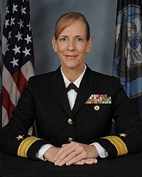 Rear Admiral Ann Burkhardt holds a Bachelor of Science in Mathematics from Jacksonville University, Jacksonville, Florida; a Master of Science in Administration from Central Michigan University and is certified as a senior professional in Human Resources. She completed the Naval War College Fleet Seminar Program (JPME I), the Joint and Combined Warfighting School (JPME II) and is designated as a joint qualified officer. As a Navy Human Resources officer her assignments have been in the areas of training and education, personnel management and manpower. Burkhardt began her career as an instructor teaching math, reactor principles and physics, later becoming a master training specialist at Naval Nuclear Power School, Orlando, Florida.