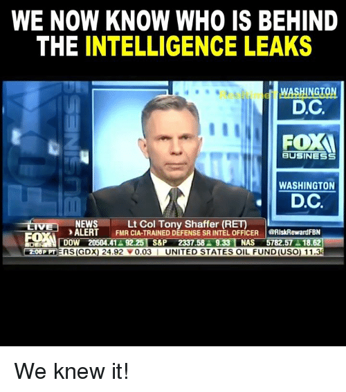 Lt. Col. Anthony Shaffer (US Army-Ret.) believes intelligence leaks are politically-motivated.