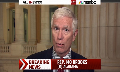 Mo Brooks claims he's all in for Trump. He calls Majority Leader McConnell the King of the Swamp.